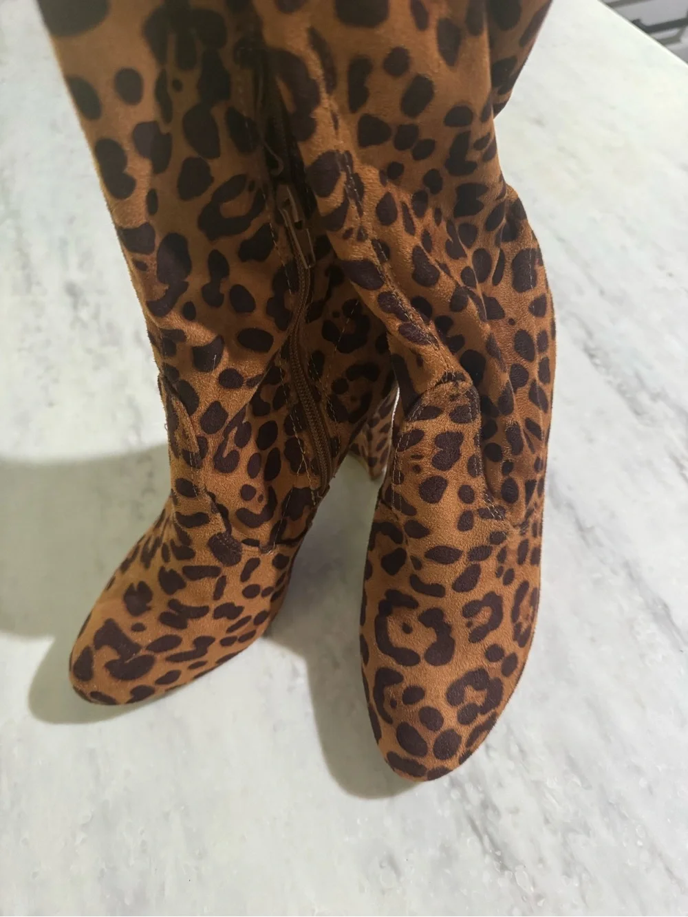 Leopard Cheetah Animal Print Over-the-Knee Faux Suede Chic Fall Party Boots 7